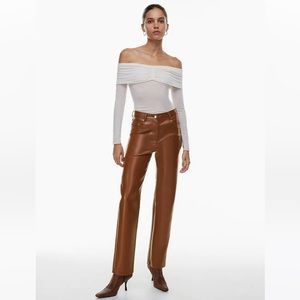 Brown Wilfred Leather Pants From Aritzia